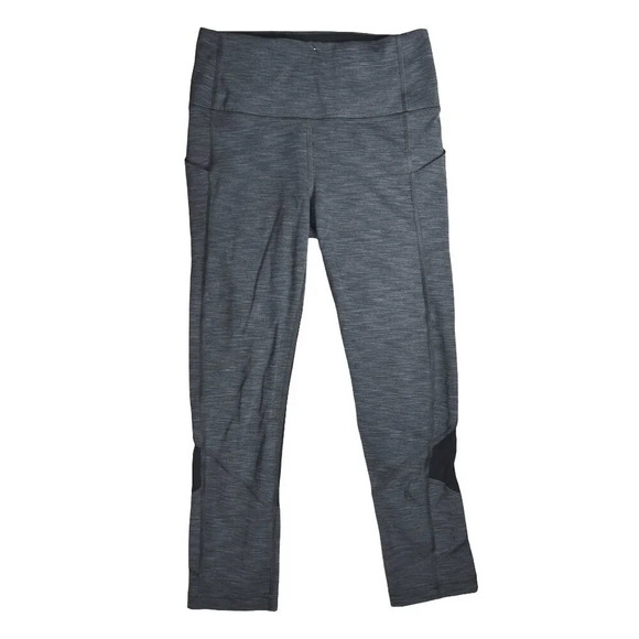 Lululemon Pace Rival Crop Leggings Heathered Grey Black Size 4 Running Yoga - Picture 2 of 7